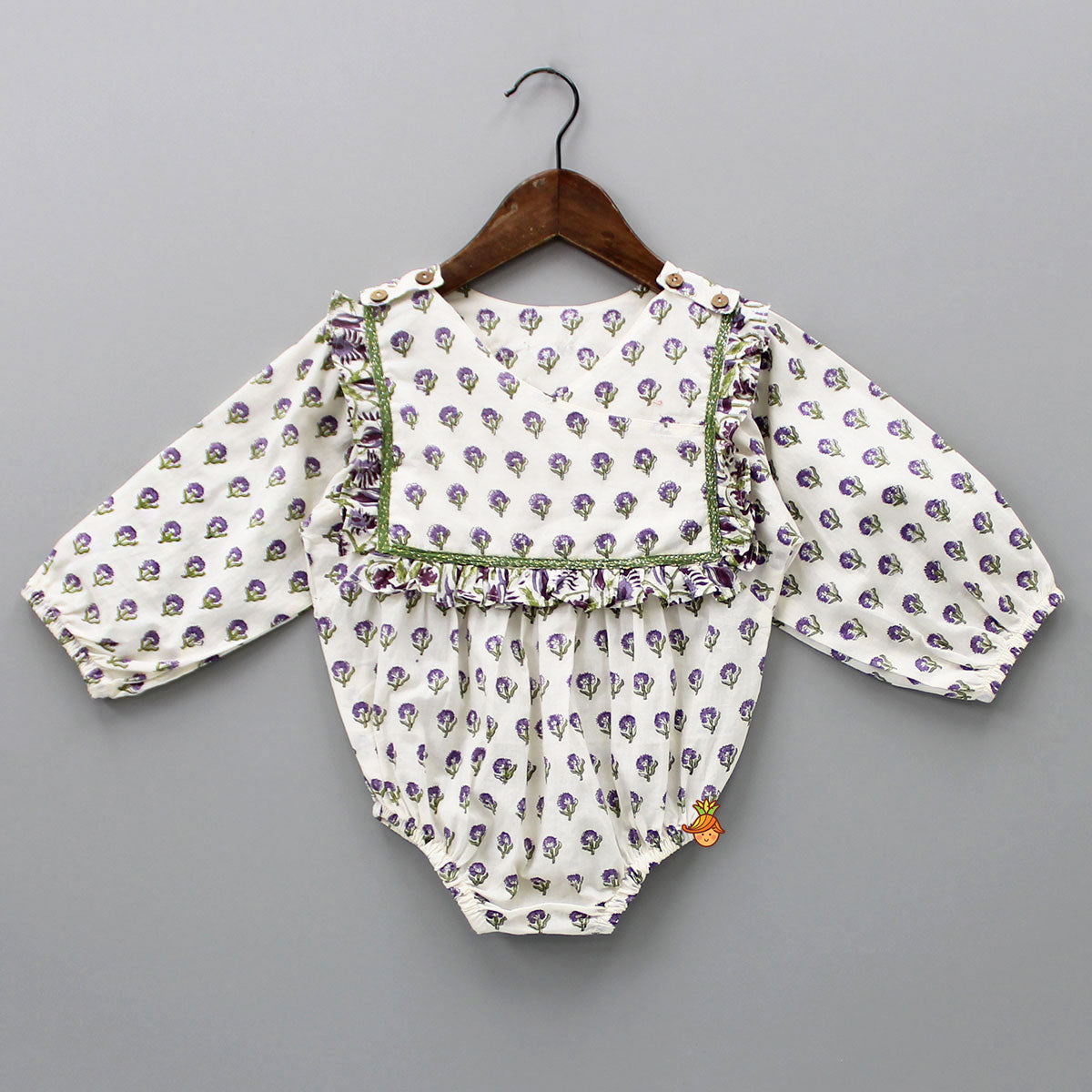 Floral Printed Bodysuit With Overlap Front
