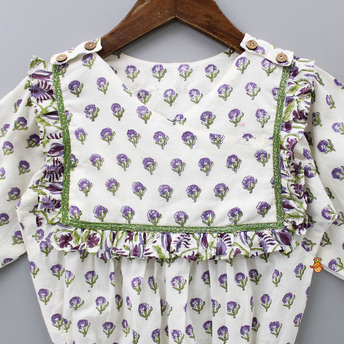 Floral Printed Bodysuit With Overlap Front