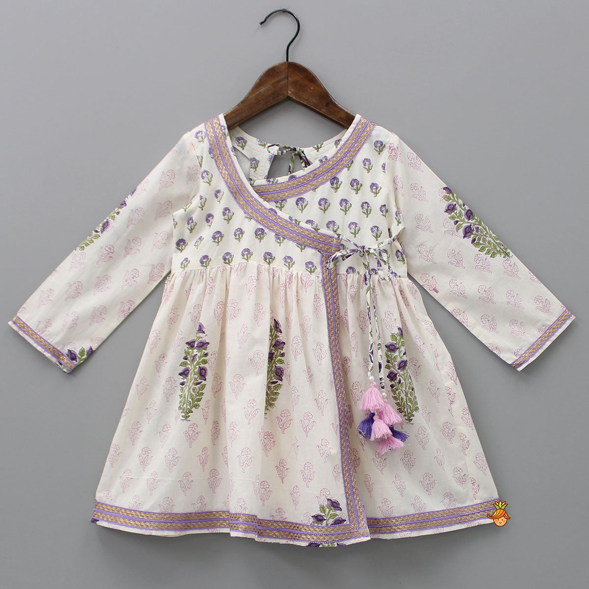 Floral Printed Angarkha Styled Kurti And Dhoti