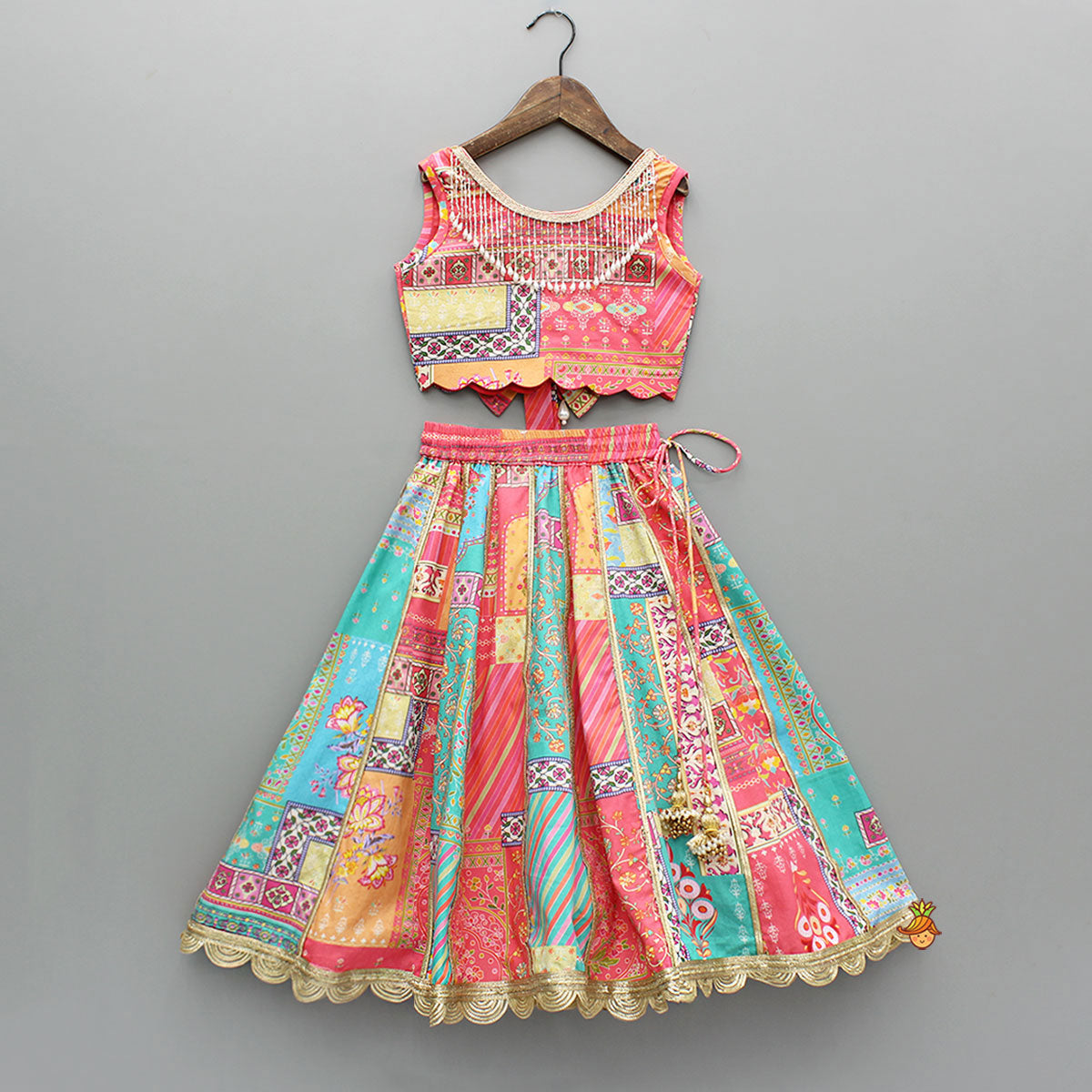 Floral Printed Multicolour Top And Lehenga