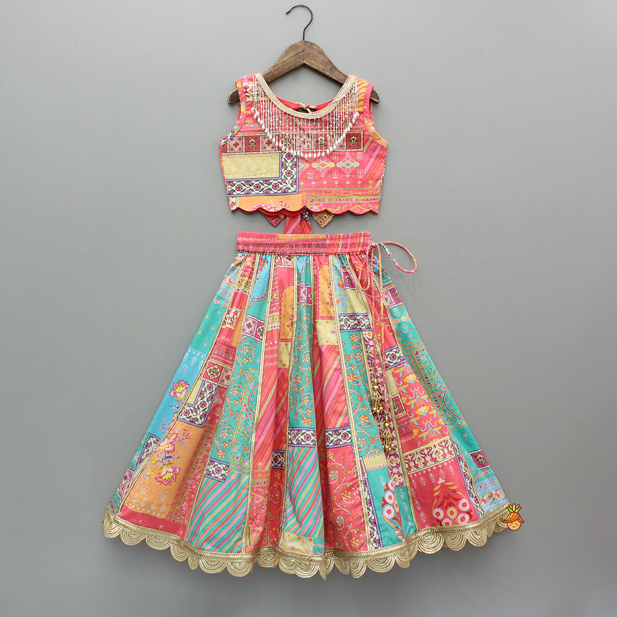 Floral Printed Multicolour Top And Lehenga