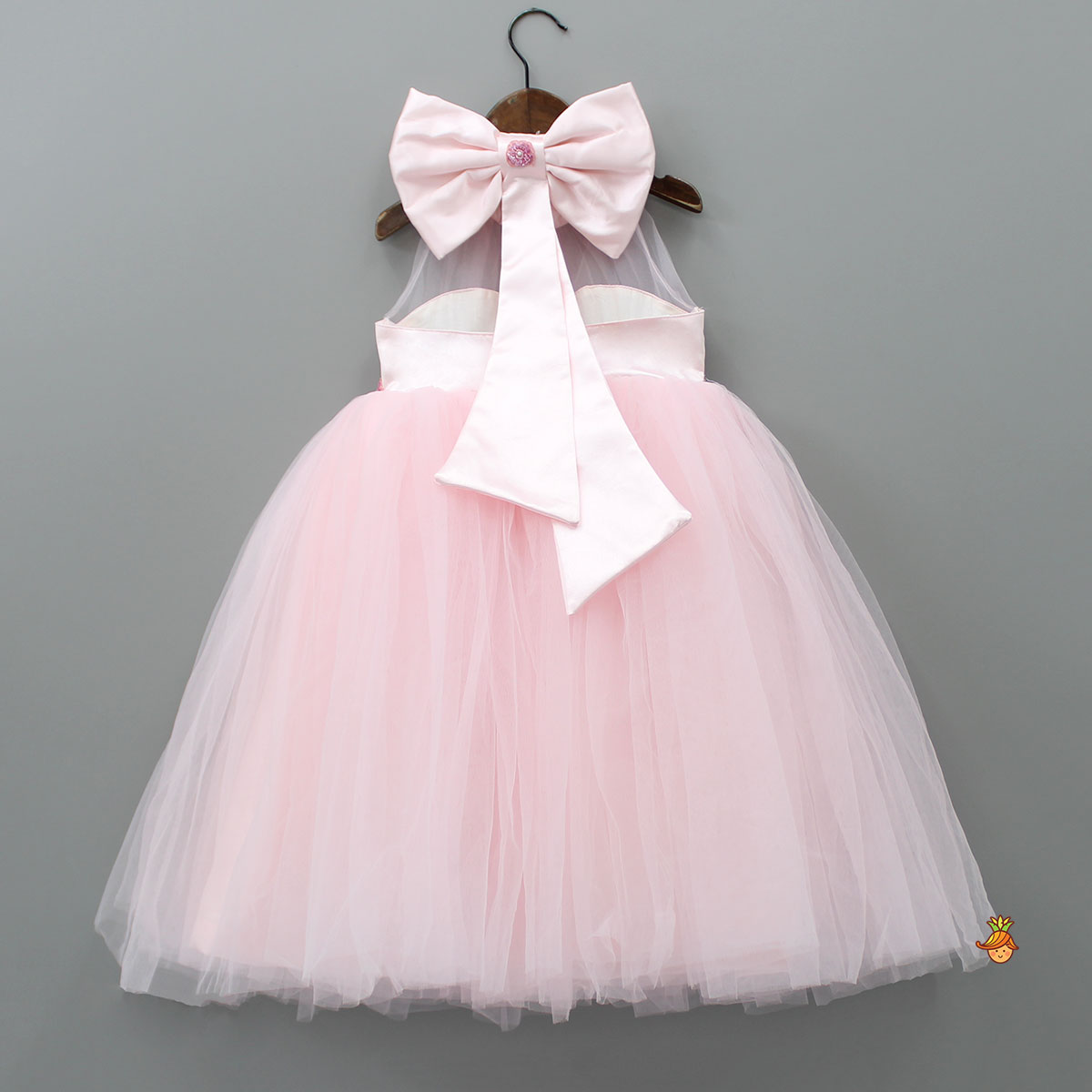 Pink Halter Neck Embroidered Gown