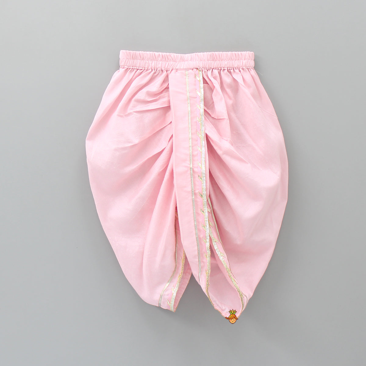 Off White Tie Up Angarkha Kurta And Dhoti With Pink Mukut