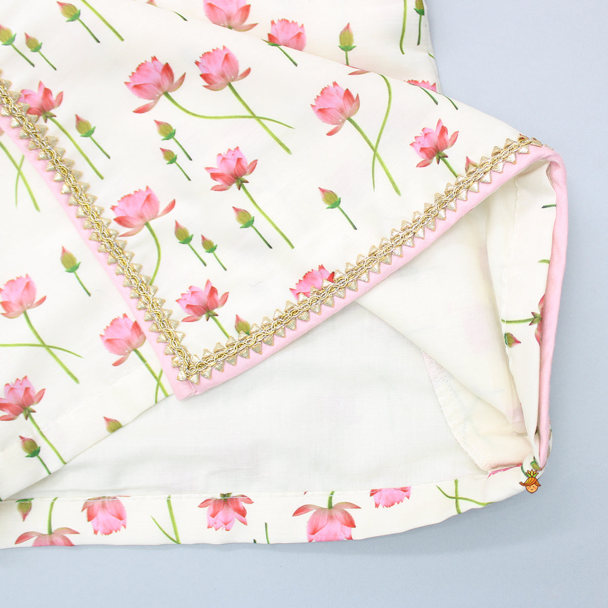 Off White Tie Up Angarkha Kurta And Dhoti With Pink Mukut