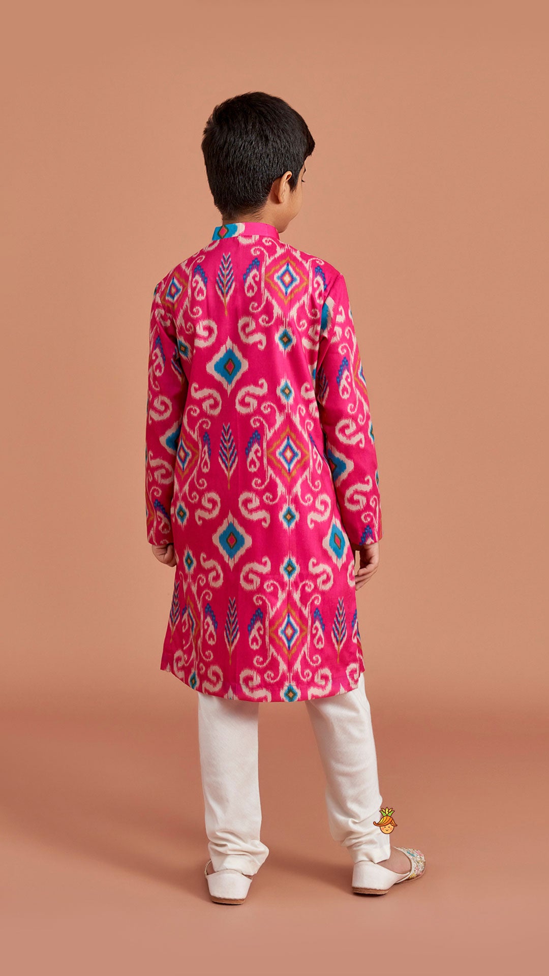 Ikat Printed Pink Kurta With Churidar