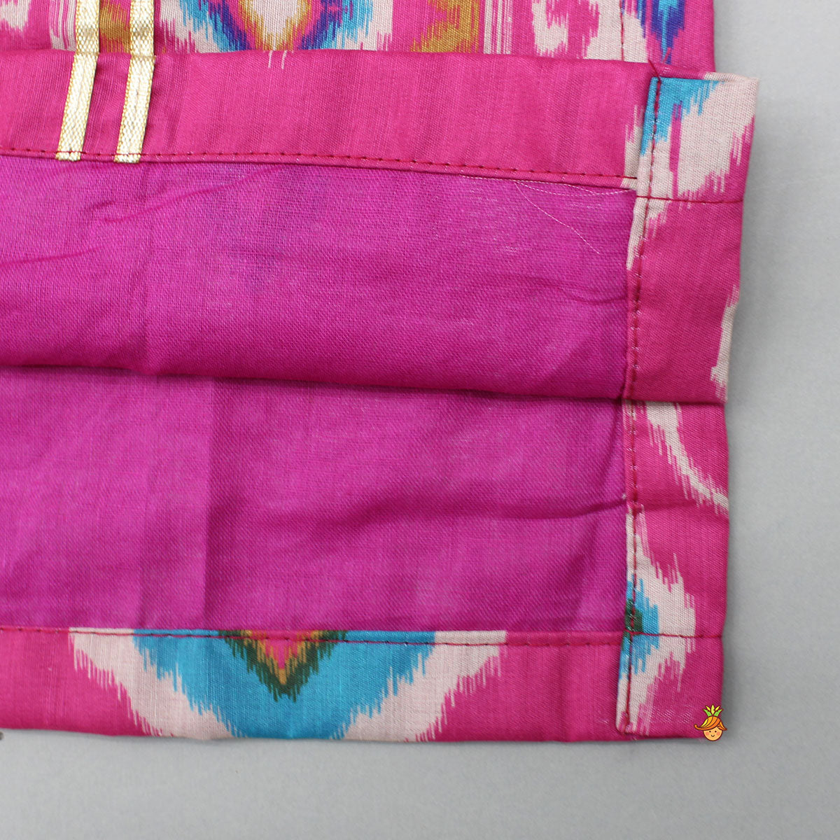 Ikat Printed Pink Kurta With Churidar