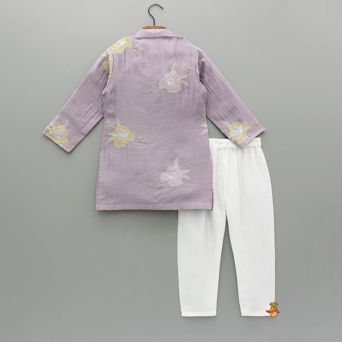 Embroidered Lavender Kurta With Pyjama