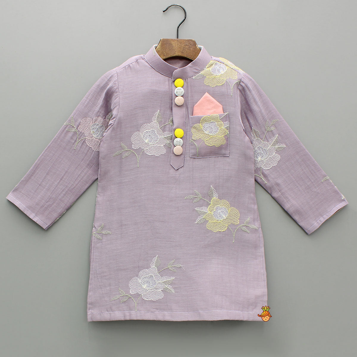Embroidered Lavender Kurta With Pyjama