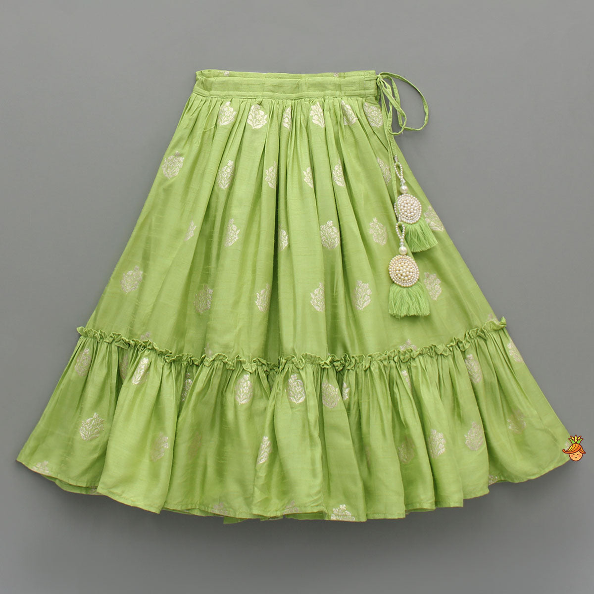 Embroidered Top Green And Brocade Lehenga