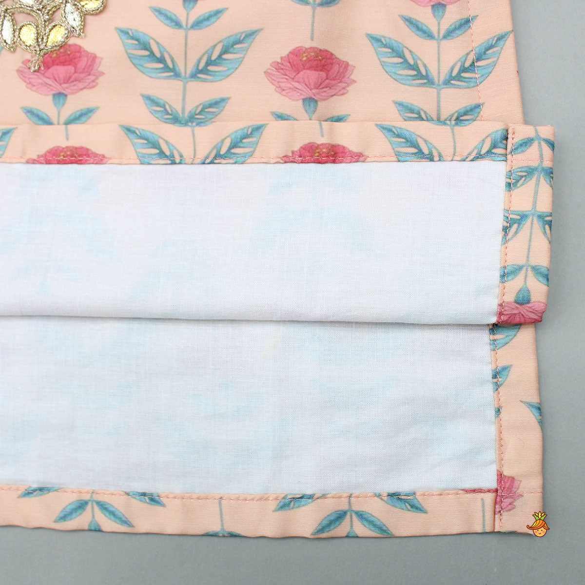 Peach Floral Printed Kurta With Pyjama