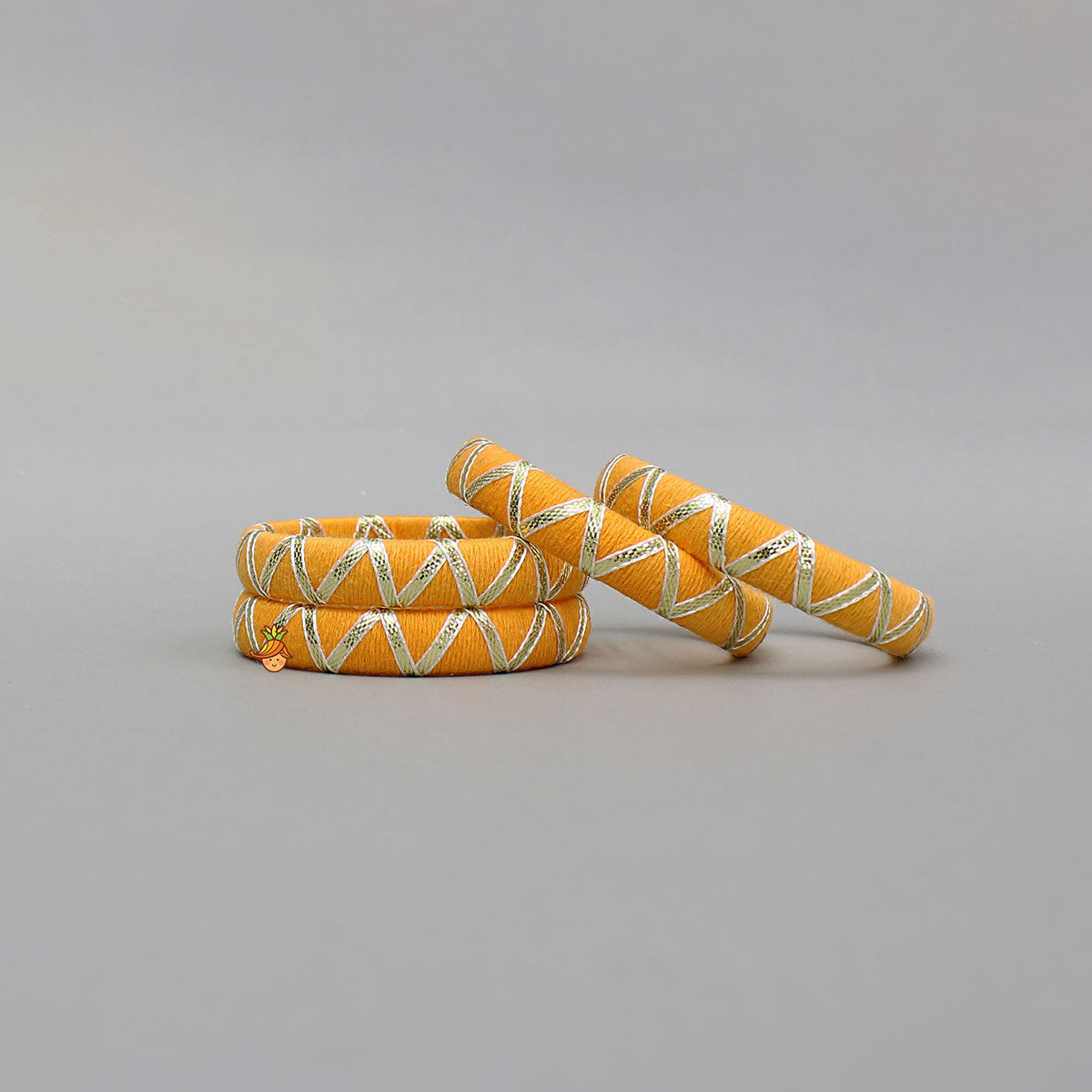 Gota Lace Detailed Yellow Bangles Set