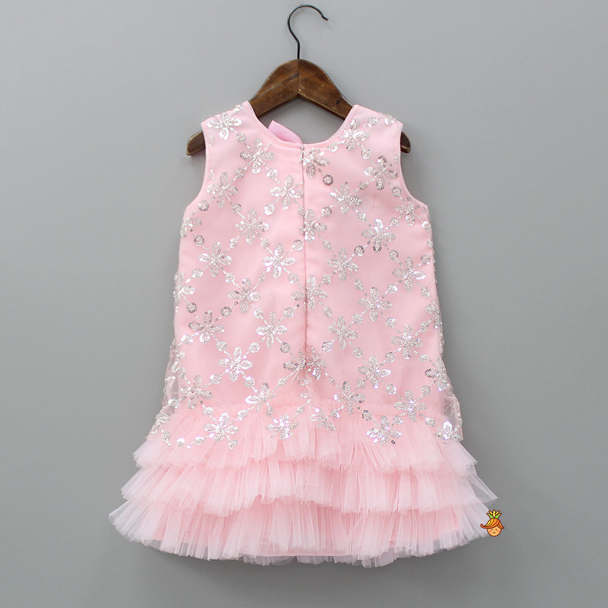 Sequin Detail Pink Net Dress