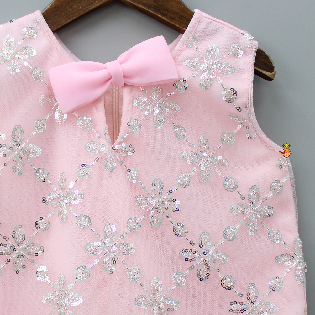Sequin Detail Pink Net Dress