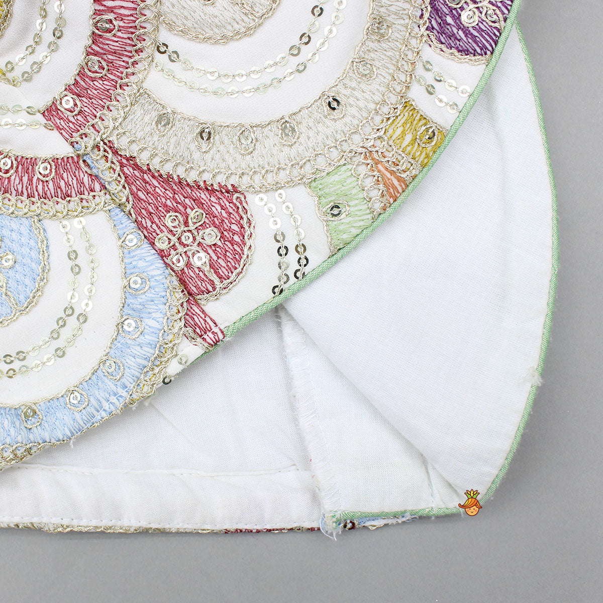 Multicolour Embroidered Stylish Top And Lehenga With Net Dupatta