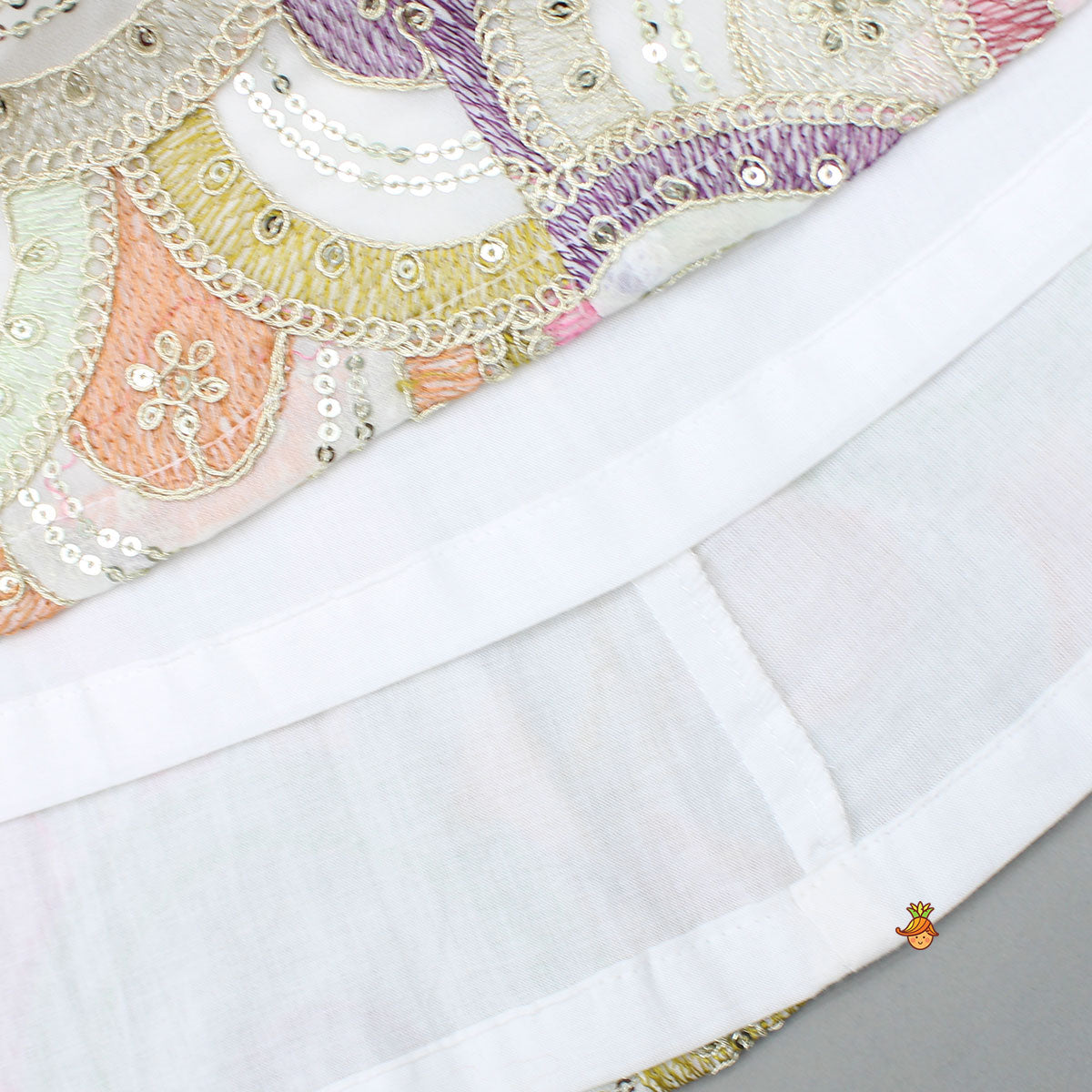 Multicolour Embroidered Stylish Top And Lehenga With Net Dupatta