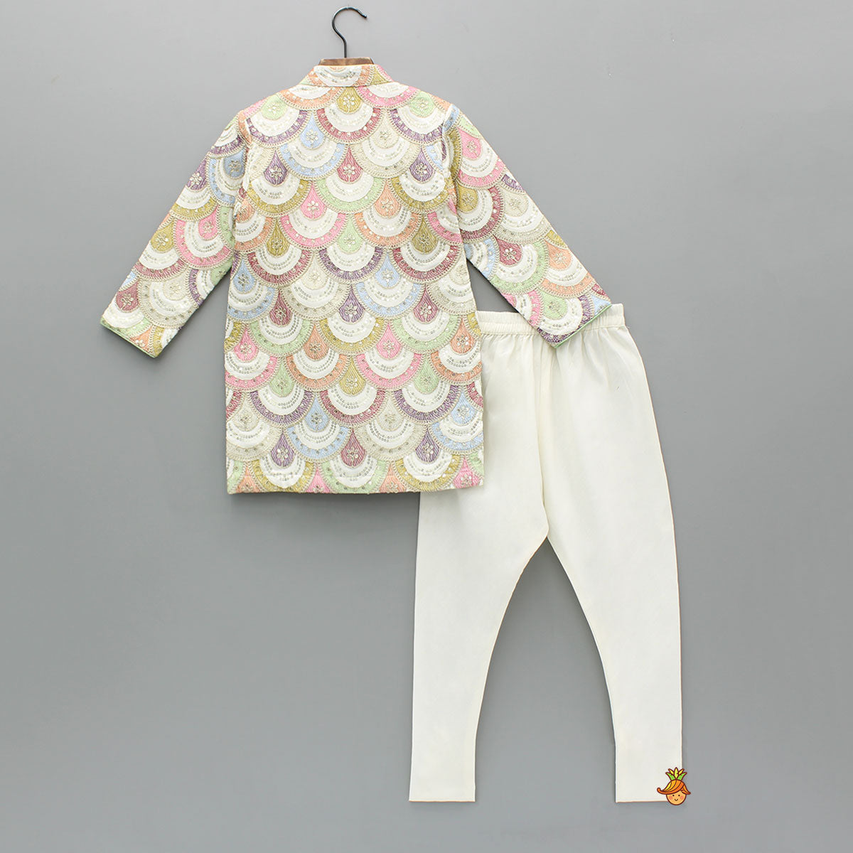 Multicoloured Embroidered Sherwani With Churidar