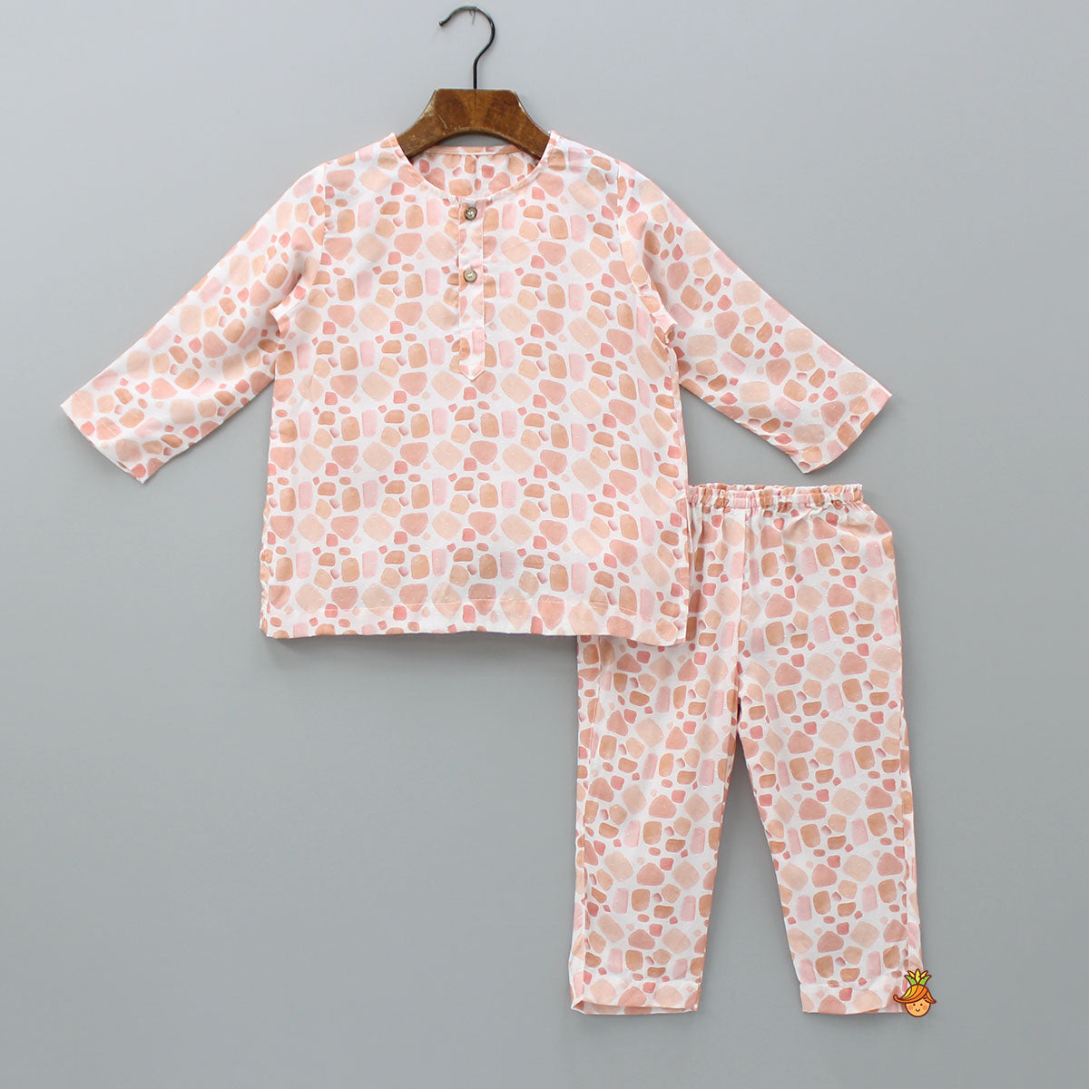 Printed Peach Bamboo Fabric Top And Pyjama