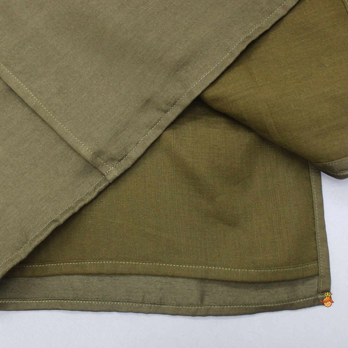 Stylish Drape Green Kurta And Pyjama