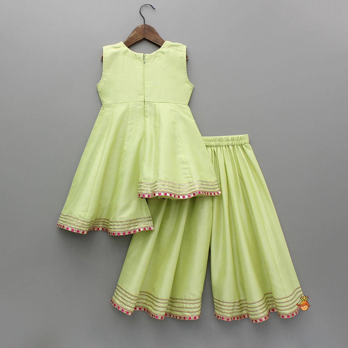 Stylish Asymmetrical Hem Kurti And Flared Palazzo