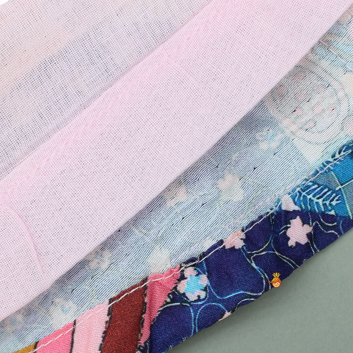 Multicolour Printed Lace Detailing Top And Flared Lehenga