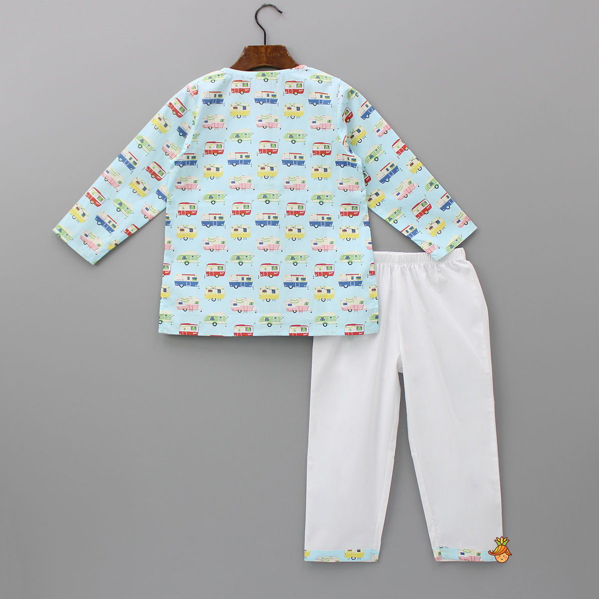 Multicoloured Vehicle Printed Top And Pyjama