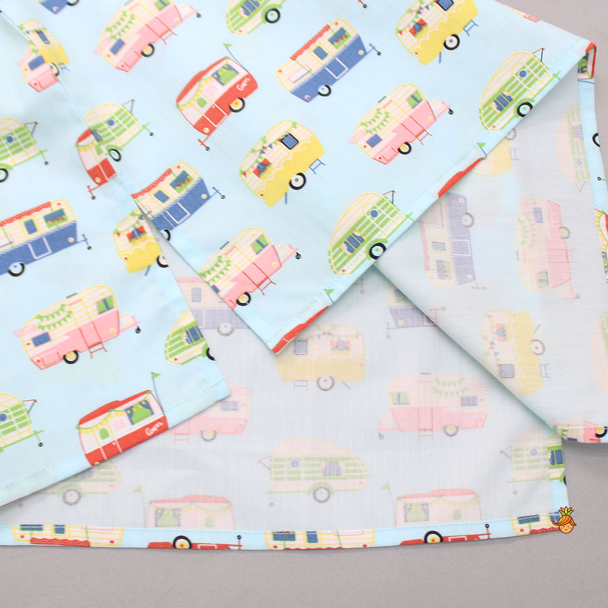 Multicoloured Vehicle Printed Top And Pyjama