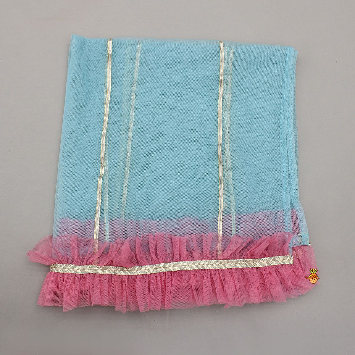 Embroidered Kurti And Tulip Dhoti With Net Dupatta