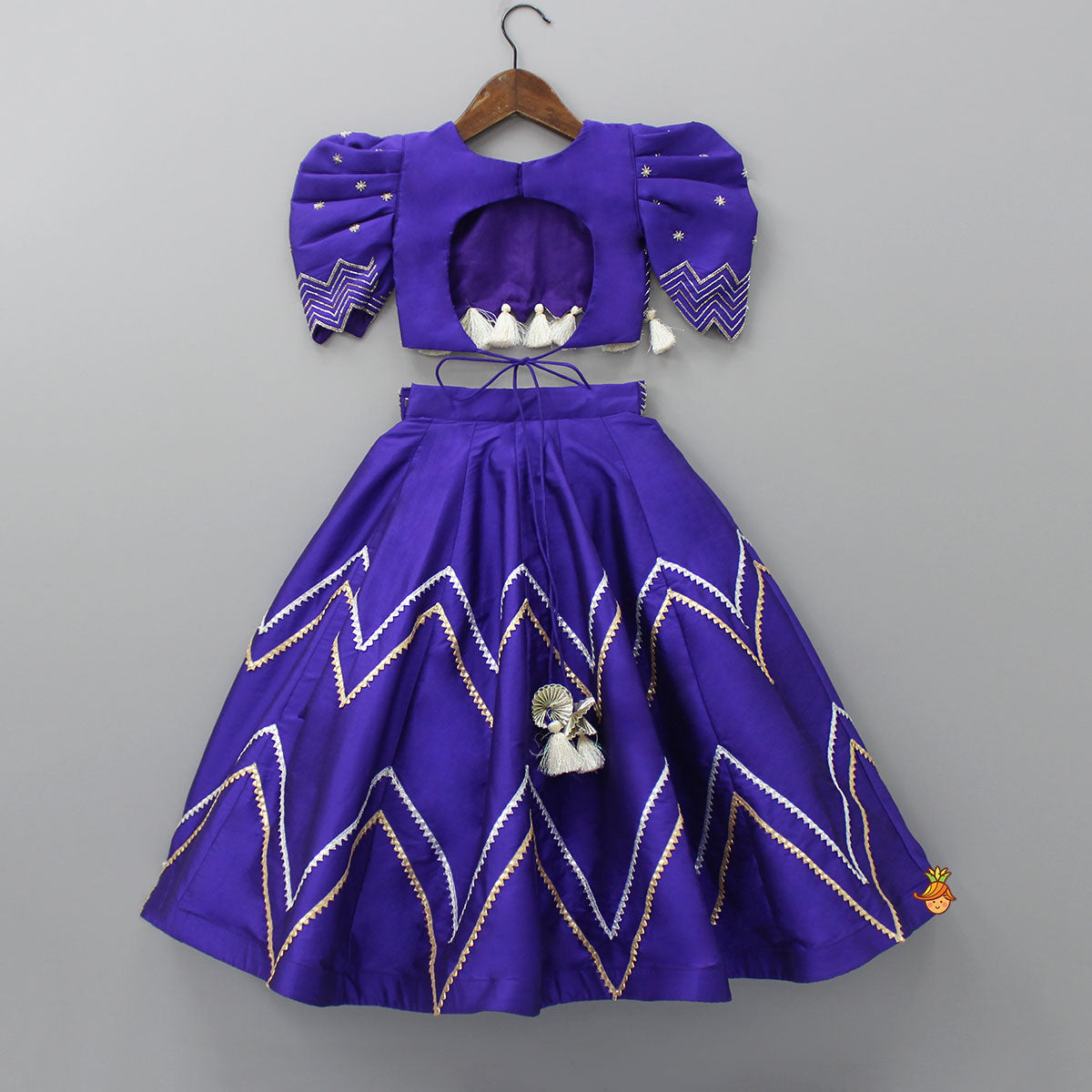 Embroidered Purple Top And Lehenga With Net Dupatta