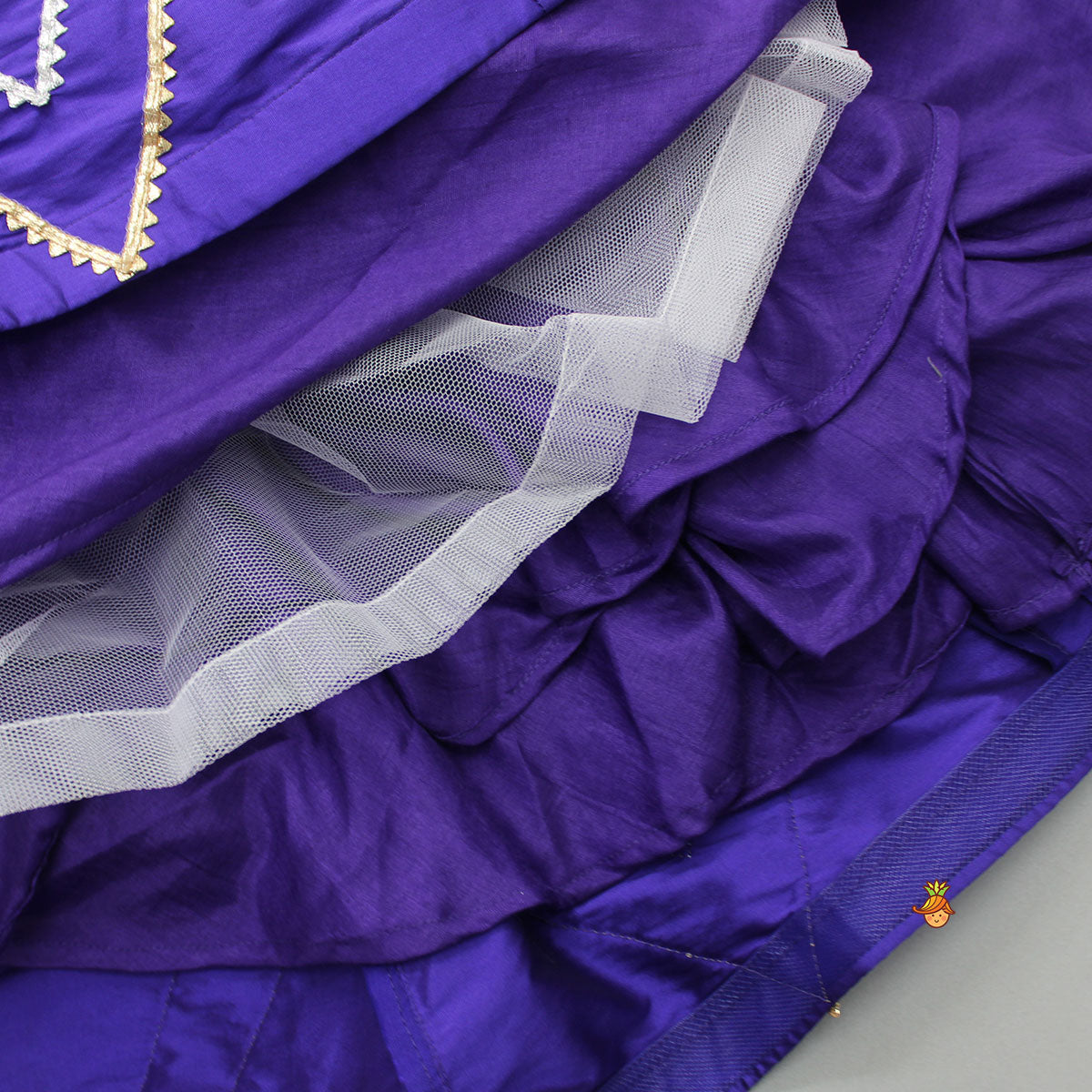 Embroidered Purple Top And Lehenga With Net Dupatta
