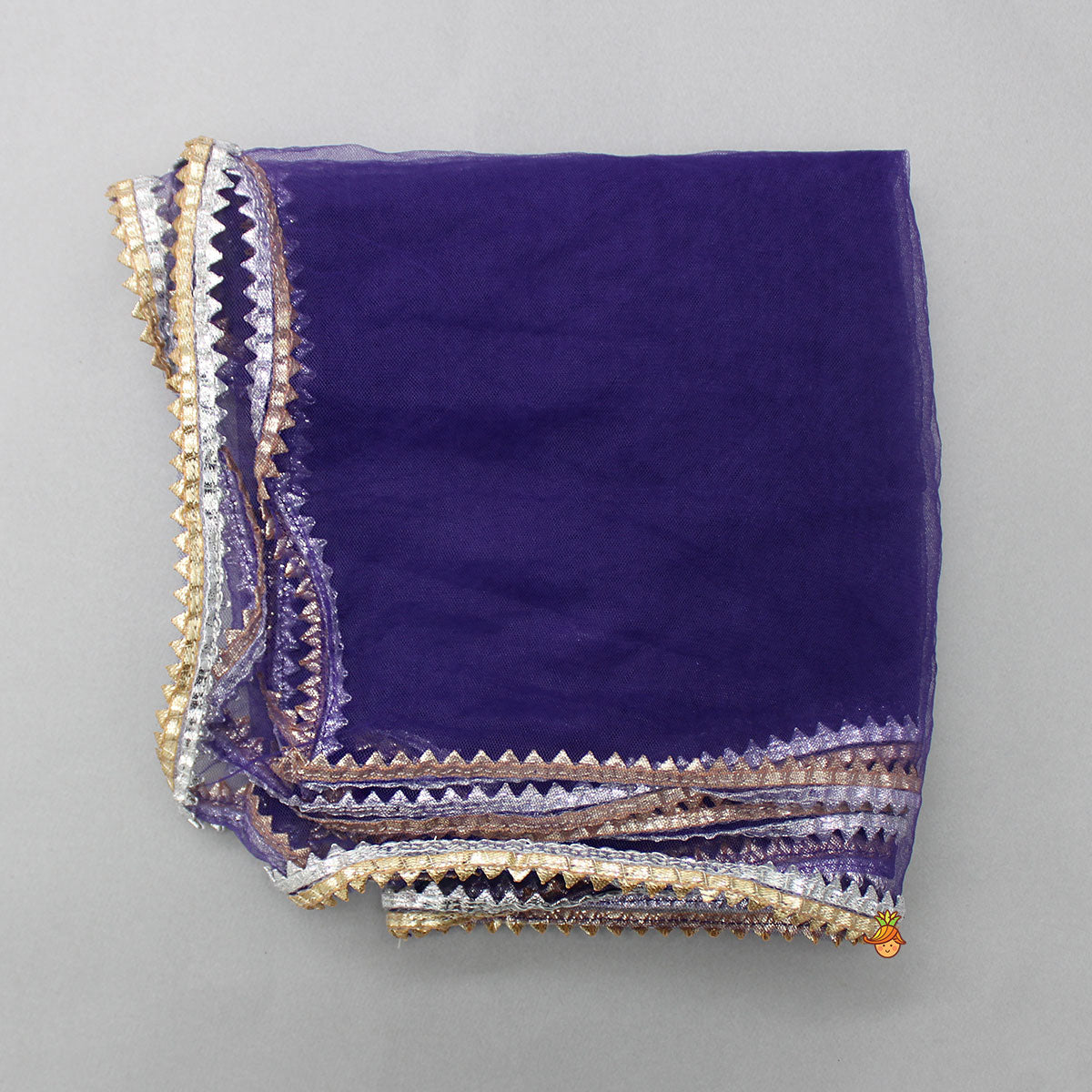 Embroidered Purple Top And Lehenga With Net Dupatta