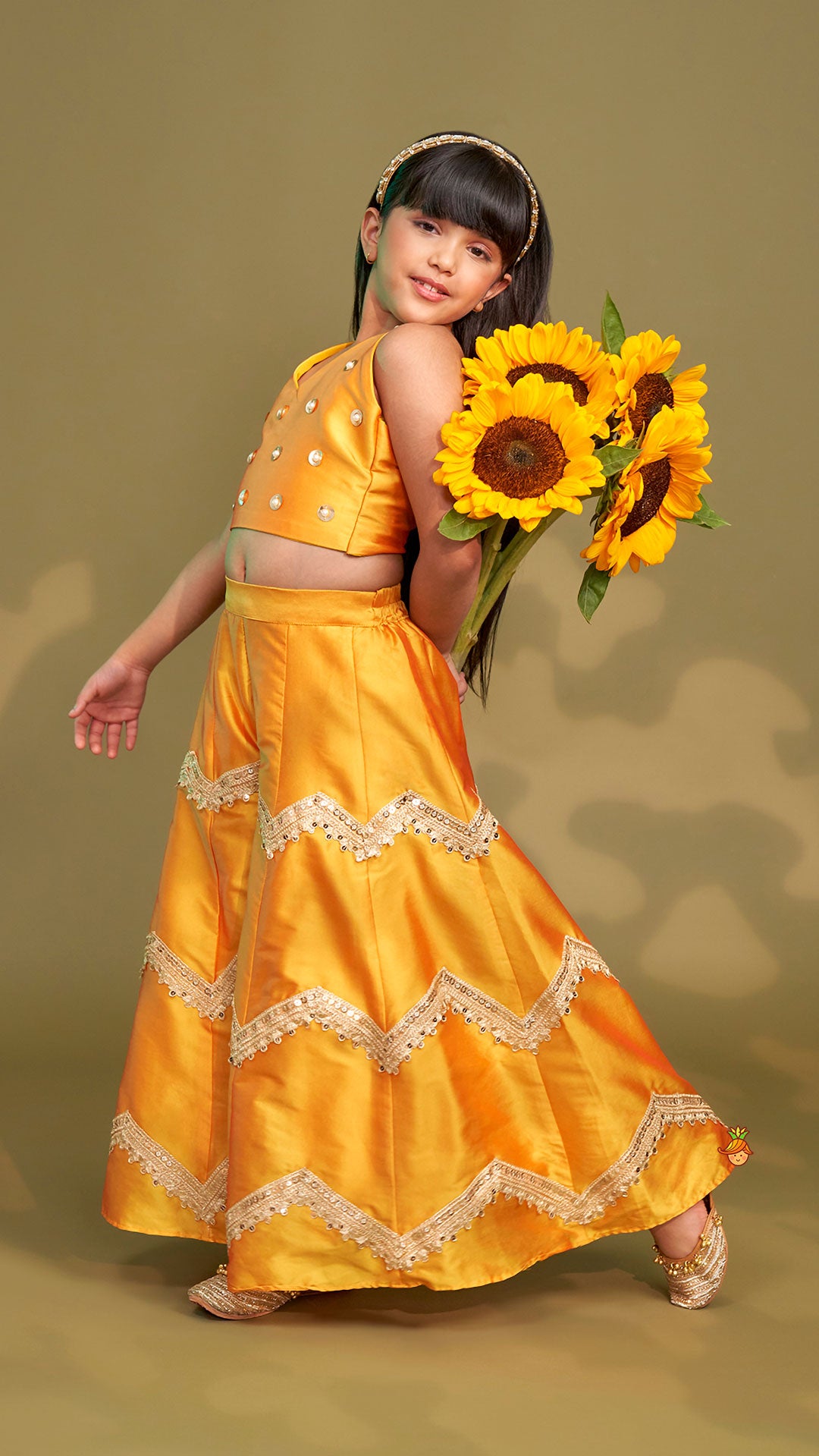Halter Neck Top And Flared Palazzo With Net Dupatta