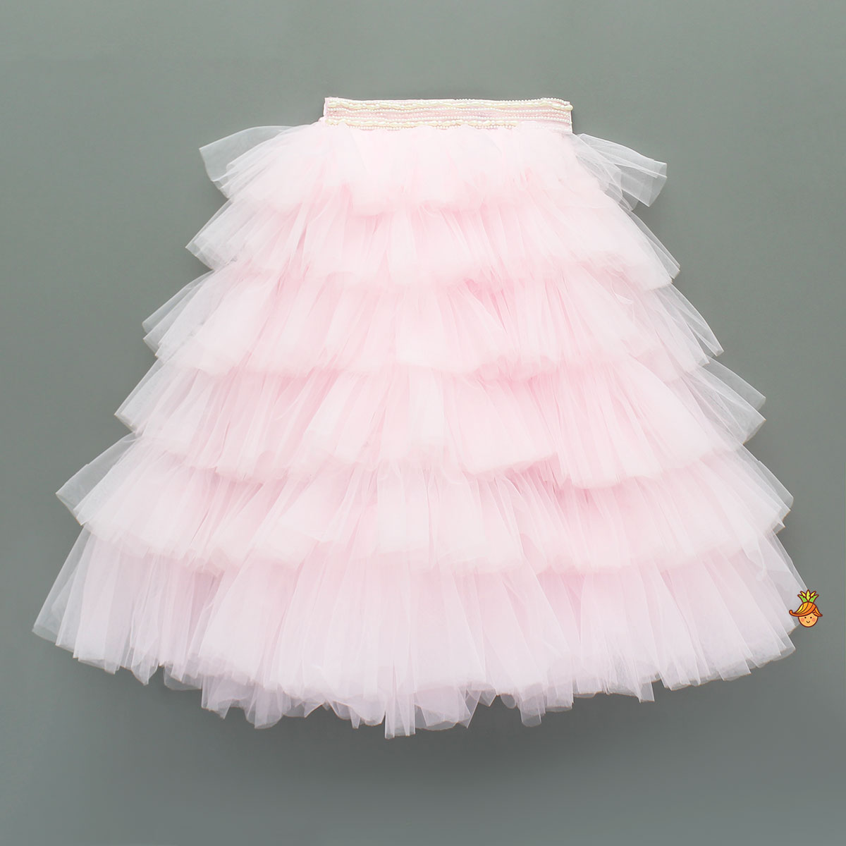 Pink Stylish Strappy Top And Ruffle Net Lehenga