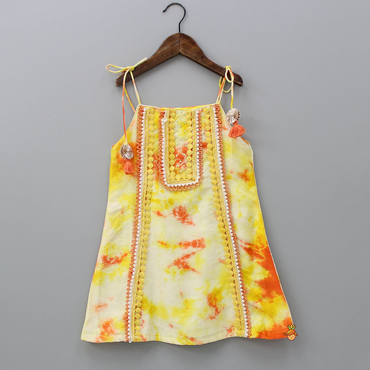 Printed Tie Up Kurti And Sharara With Net Dupatta