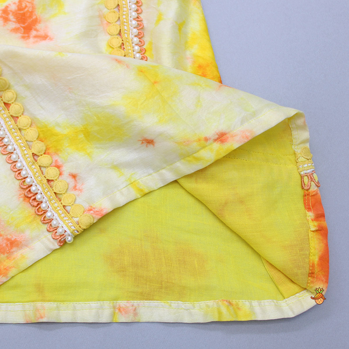 Printed Tie Up Kurti And Sharara With Net Dupatta