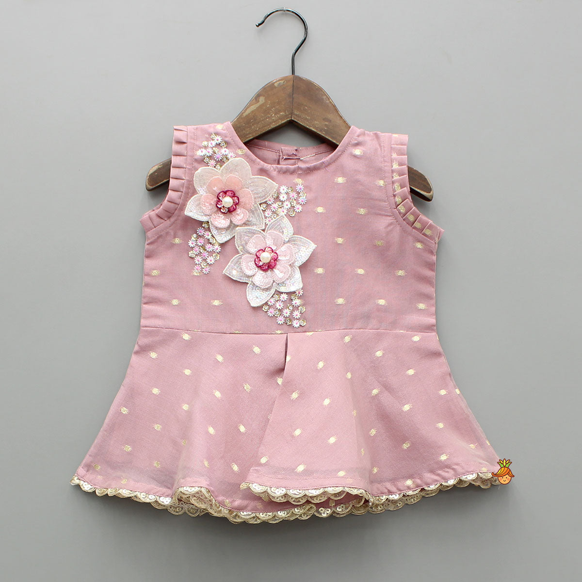 Flower Enhanced Kurti And Flared Palazzo