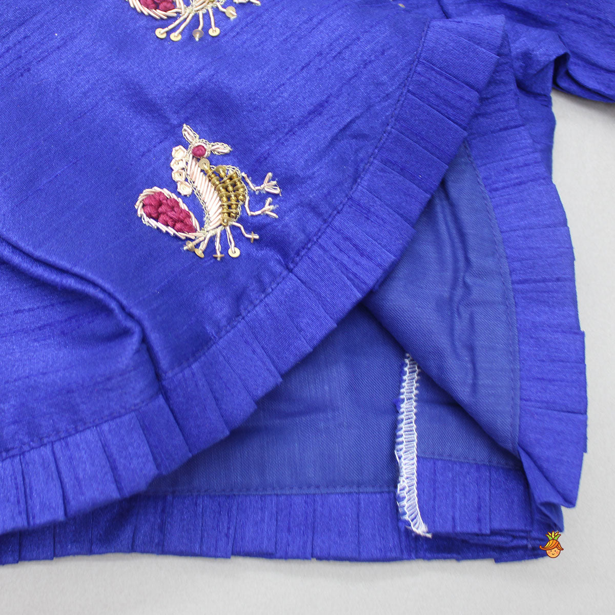 Embroidered Top And Box Pleated Brocade Lehenga