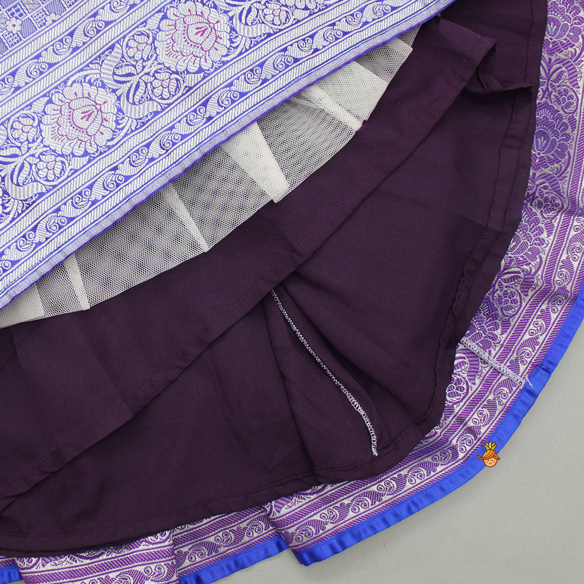 Embroidered Top And Box Pleated Brocade Lehenga