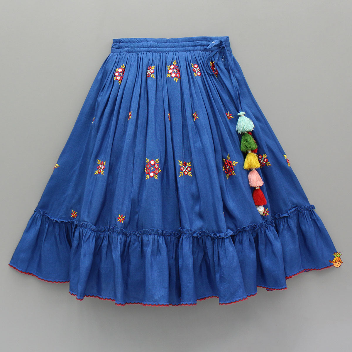 Embroidered Blue Top And Flared Lehenga