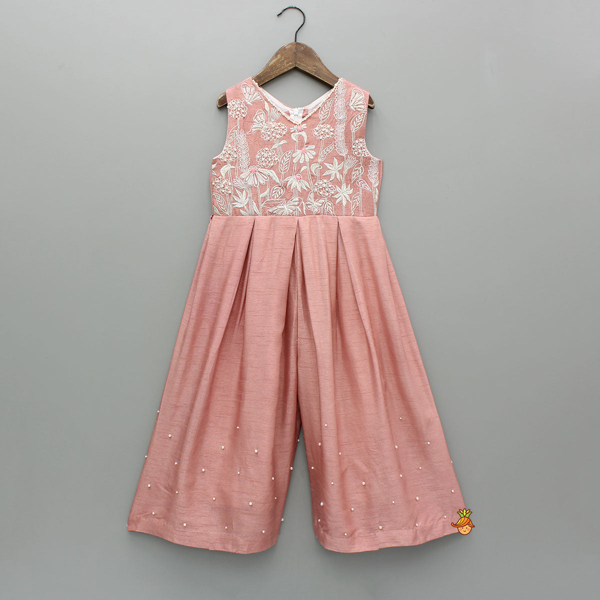 Embroidered Embellished Pink Jumpsuit