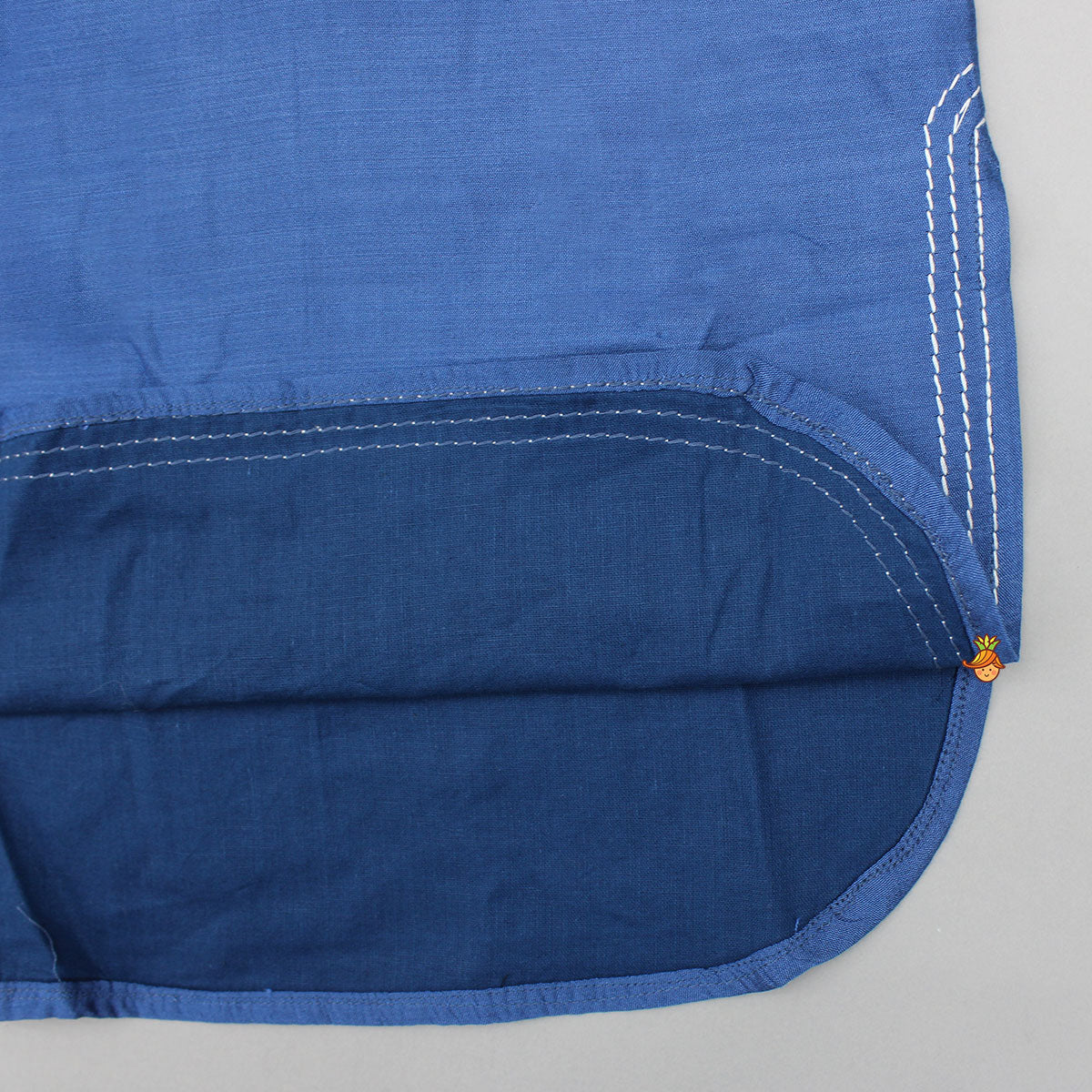 Blue Kurta With Stylish Hem And Pyjama