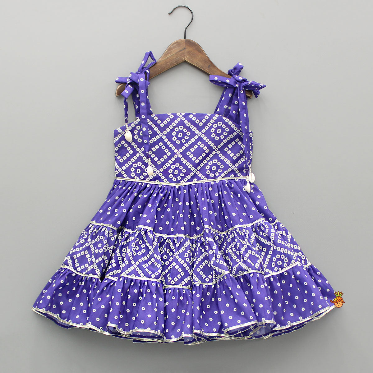 Bandhani Printed And Gota Lace Detailed Tiered Kurti