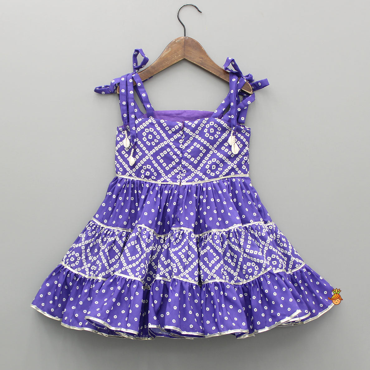 Bandhani Printed And Gota Lace Detailed Tiered Kurti
