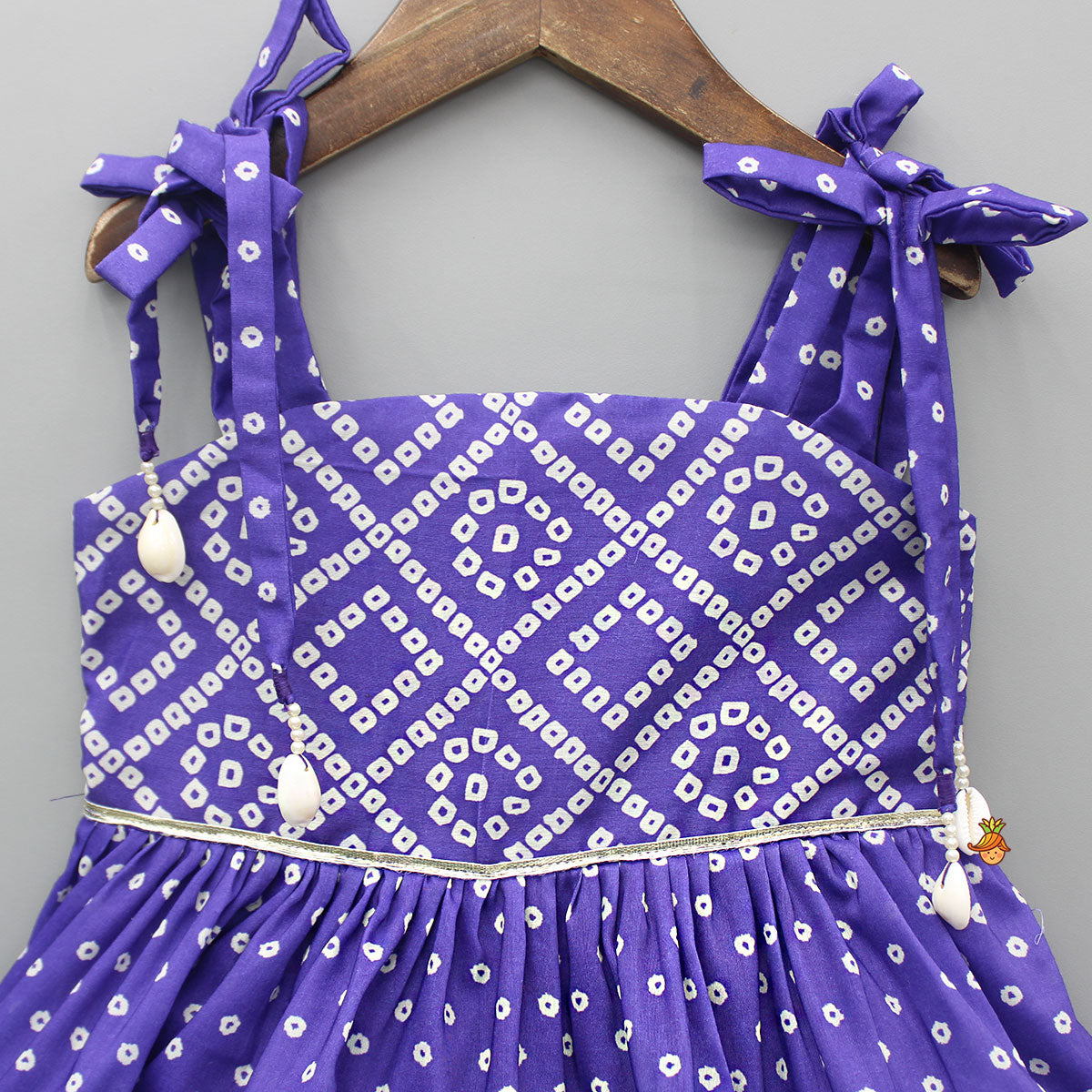Bandhani Printed And Gota Lace Detailed Tiered Kurti