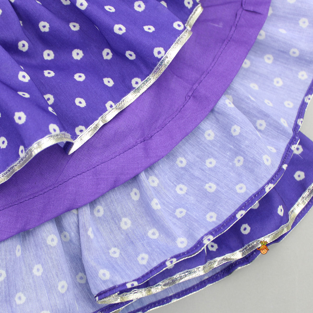 Bandhani Printed And Gota Lace Detailed Tiered Kurti