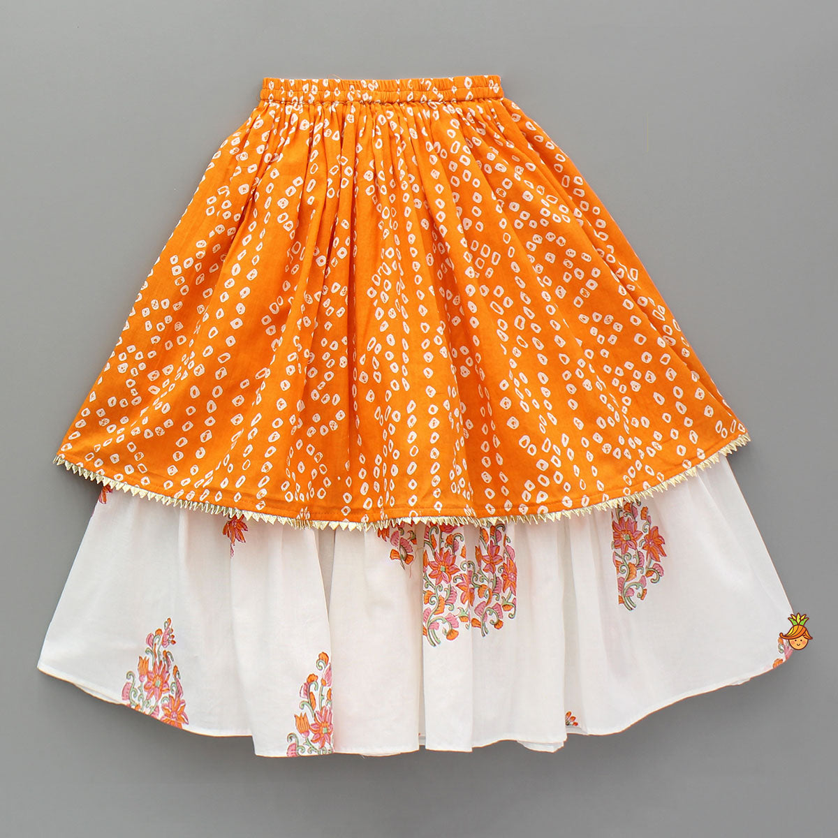 Bandhani Printed Tie Up Strap Top And Lehenga