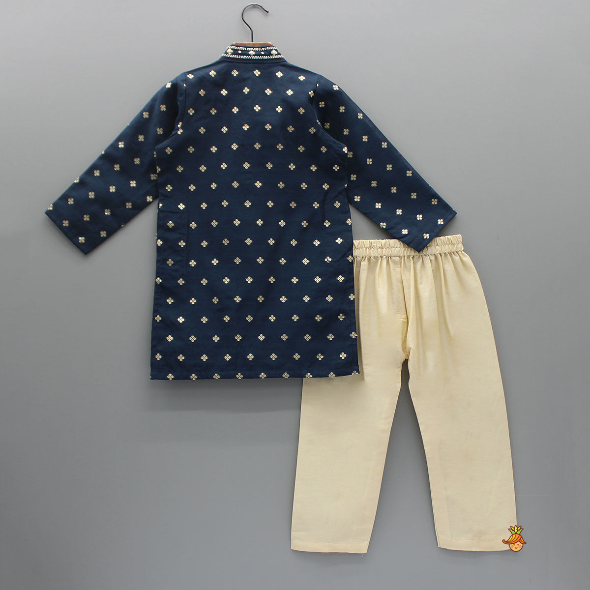 Chanderi Embroidered Blue Kurta And Pyjama