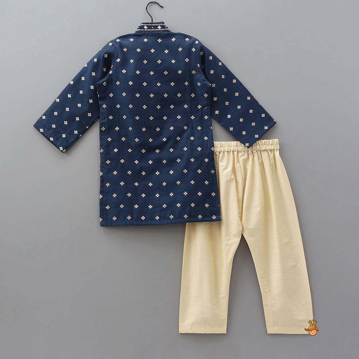 Chanderi Embroidered Blue Kurta And Pyjama