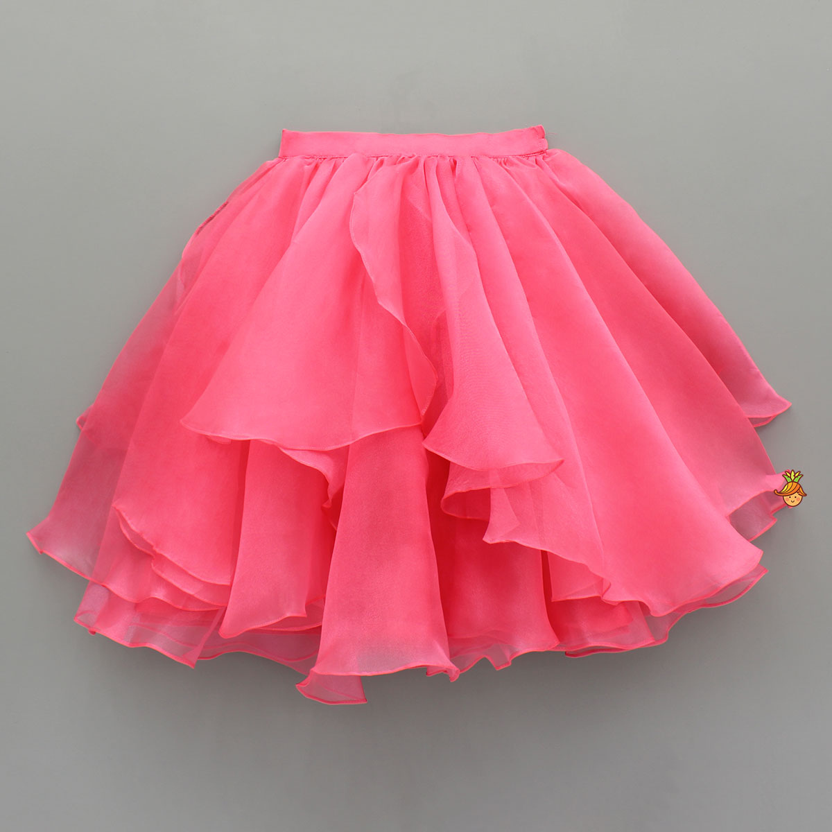 Flower Adorned Stylish Top And Asymmetrical Ruffle Lehenga