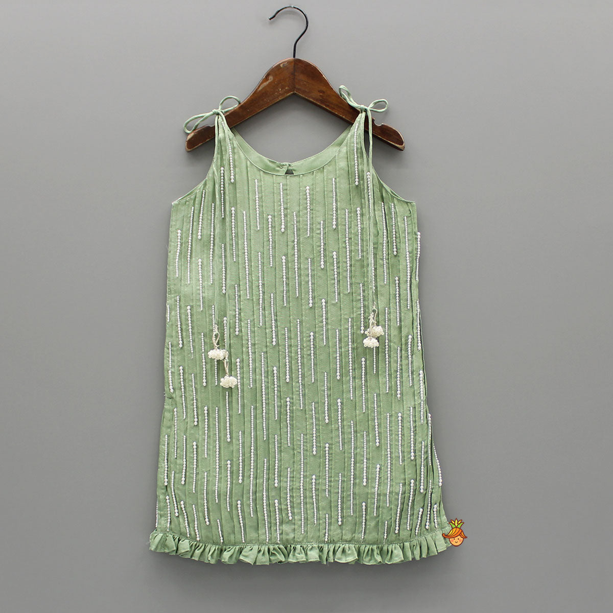 Embroidered Tie Up Straps Kurti And Flared Palazzo