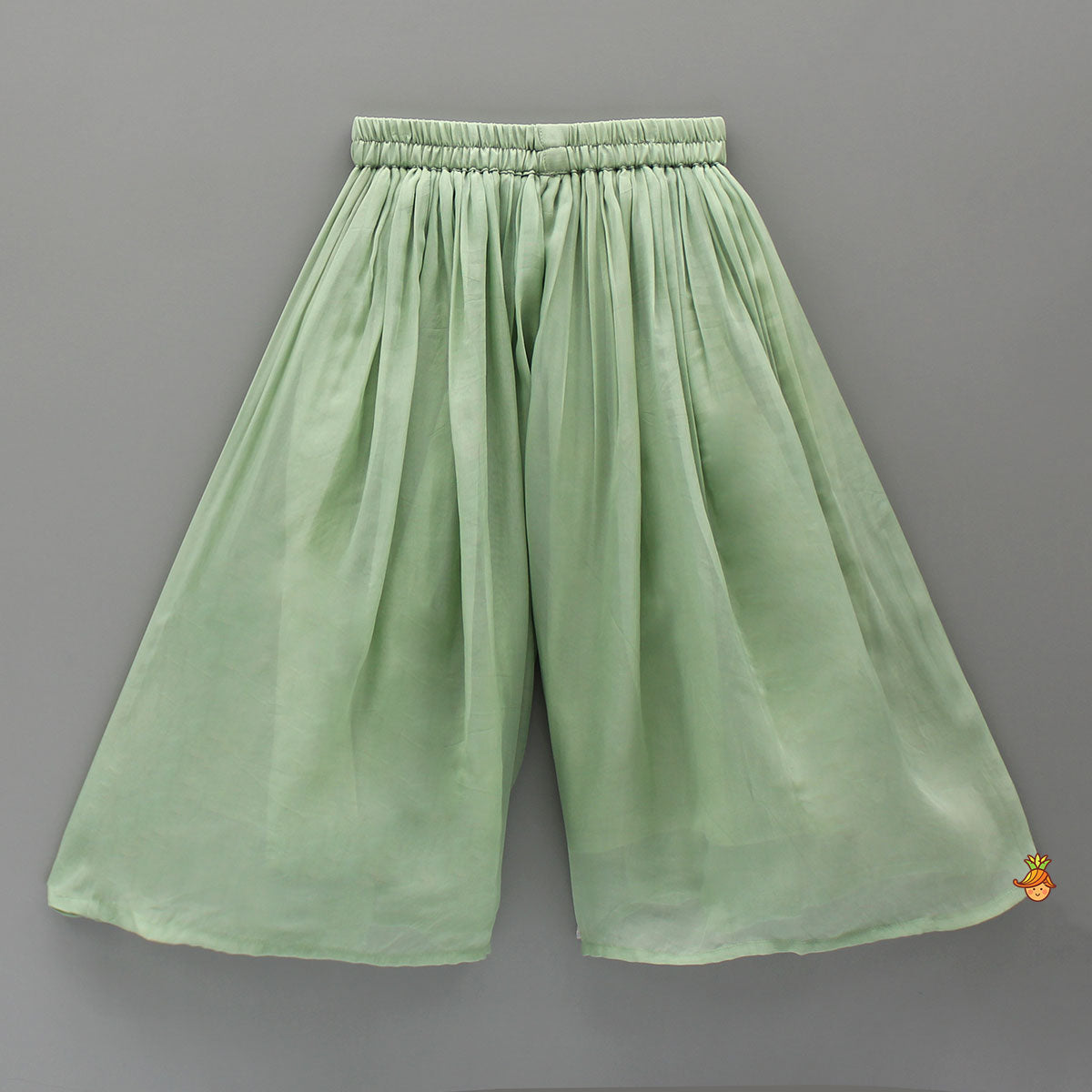 Embroidered Tie Up Straps Kurti And Flared Palazzo